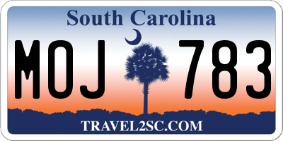 SC license plate MOJ783