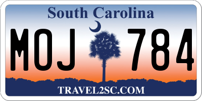 SC license plate MOJ784