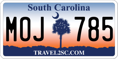 SC license plate MOJ785