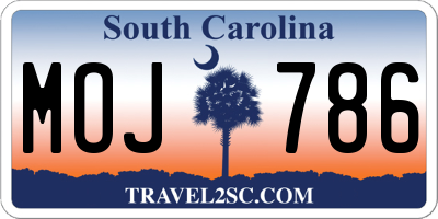 SC license plate MOJ786