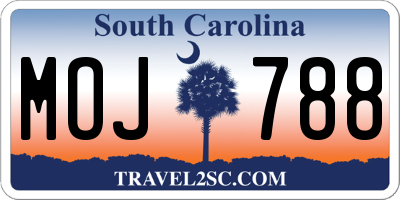 SC license plate MOJ788