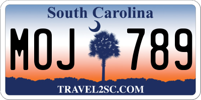 SC license plate MOJ789