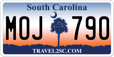 SC license plate MOJ790