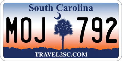 SC license plate MOJ792