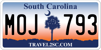 SC license plate MOJ793