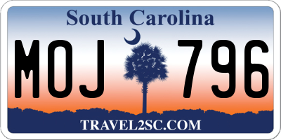 SC license plate MOJ796