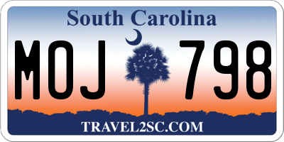 SC license plate MOJ798