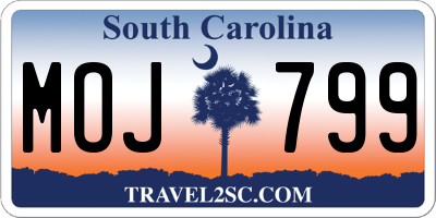 SC license plate MOJ799