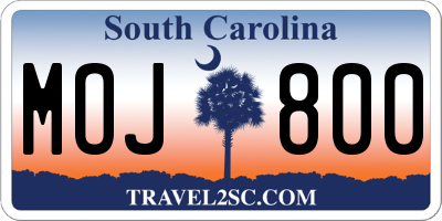 SC license plate MOJ800