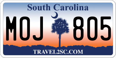 SC license plate MOJ805