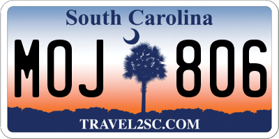 SC license plate MOJ806