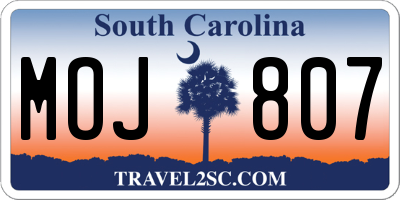 SC license plate MOJ807
