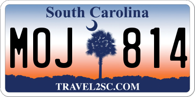 SC license plate MOJ814