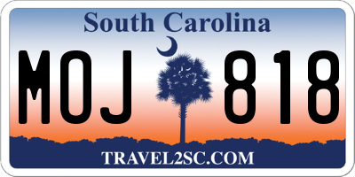 SC license plate MOJ818