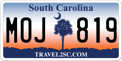 SC license plate MOJ819