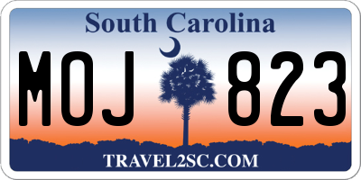SC license plate MOJ823