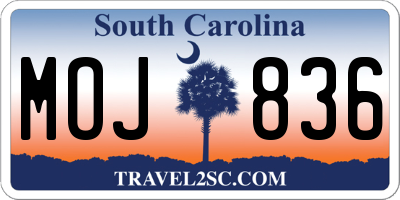 SC license plate MOJ836