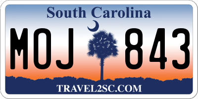 SC license plate MOJ843