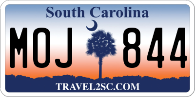 SC license plate MOJ844