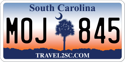 SC license plate MOJ845