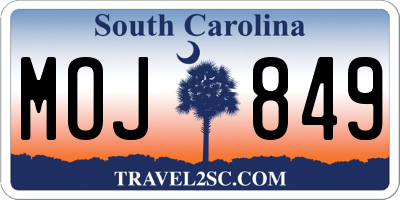 SC license plate MOJ849