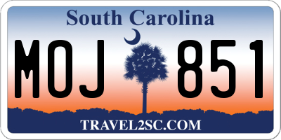 SC license plate MOJ851