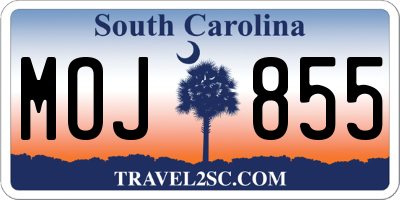 SC license plate MOJ855