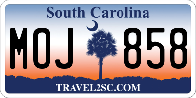 SC license plate MOJ858