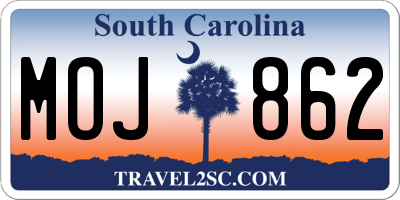 SC license plate MOJ862