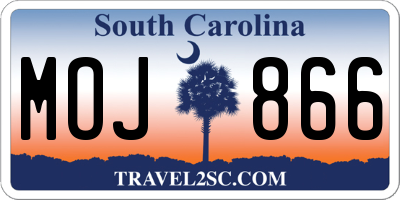 SC license plate MOJ866