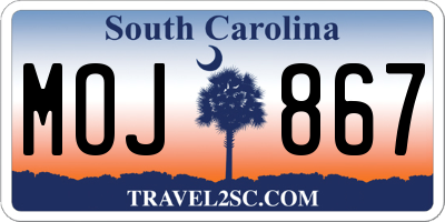 SC license plate MOJ867