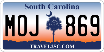 SC license plate MOJ869