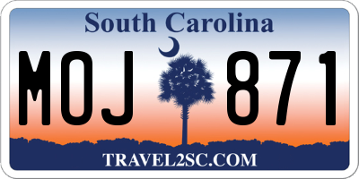 SC license plate MOJ871