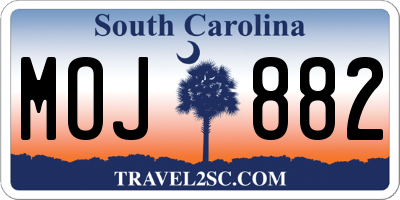 SC license plate MOJ882