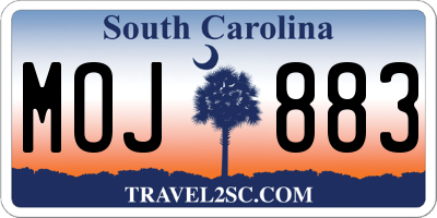 SC license plate MOJ883