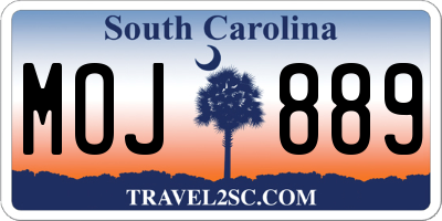 SC license plate MOJ889