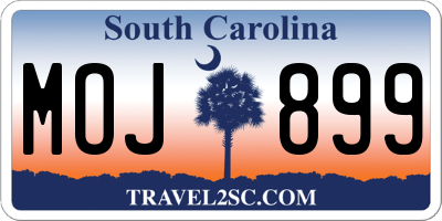 SC license plate MOJ899