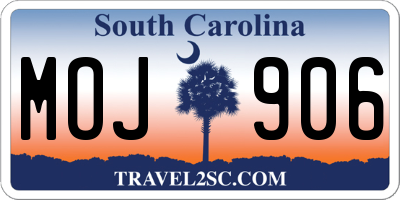 SC license plate MOJ906