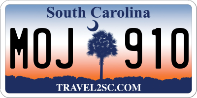 SC license plate MOJ910