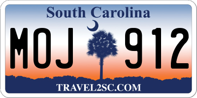 SC license plate MOJ912