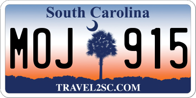 SC license plate MOJ915