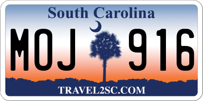 SC license plate MOJ916