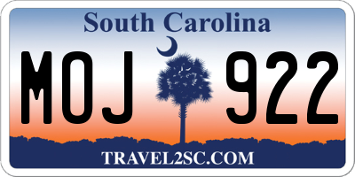 SC license plate MOJ922