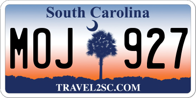 SC license plate MOJ927