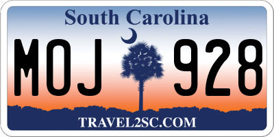 SC license plate MOJ928