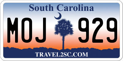 SC license plate MOJ929