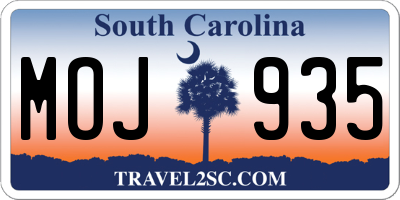 SC license plate MOJ935