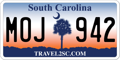 SC license plate MOJ942