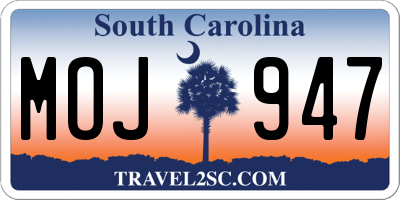 SC license plate MOJ947