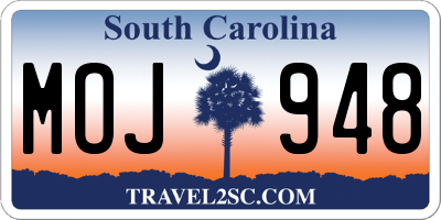 SC license plate MOJ948